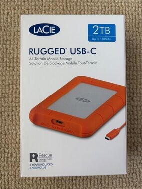 Rugged USB-C 2TB External Drive – Orange